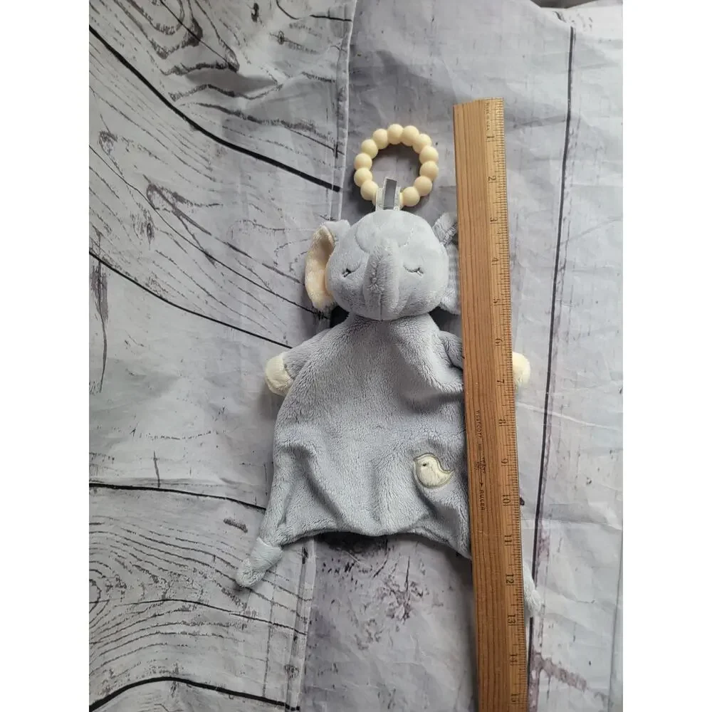 Douglas Baby Elephant Gray Plush Lovey Security Blanket Teether Ring Knotted